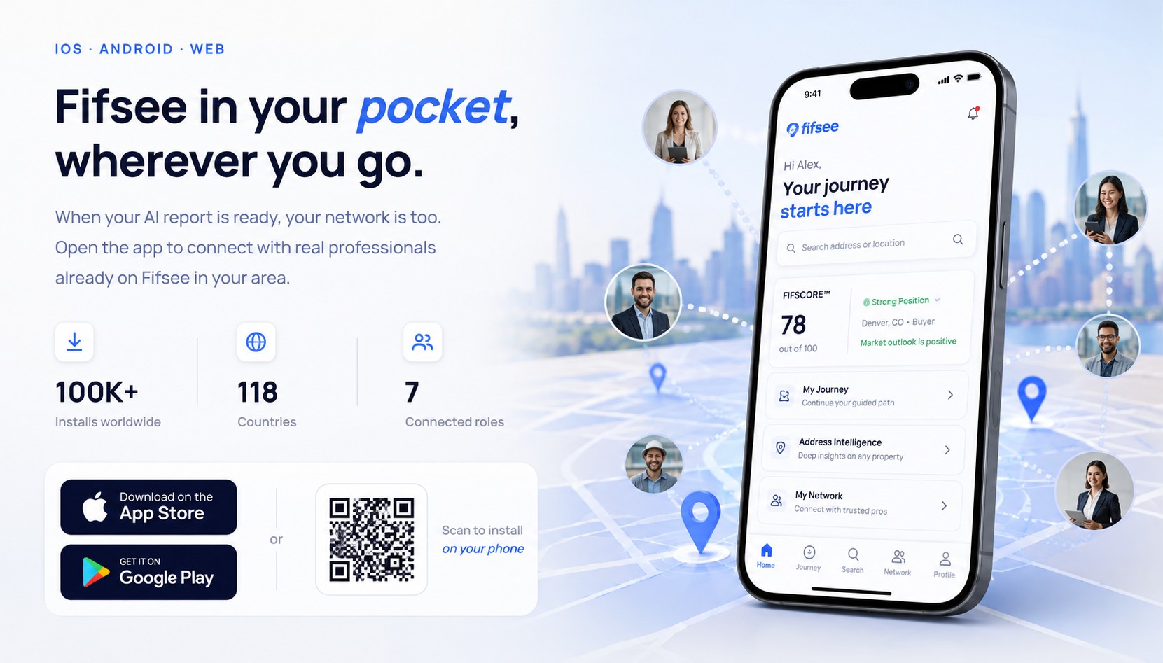 Fifsee in your pocket, wherever you go — 100K+ installs worldwide, 118 countries, 7 connected roles